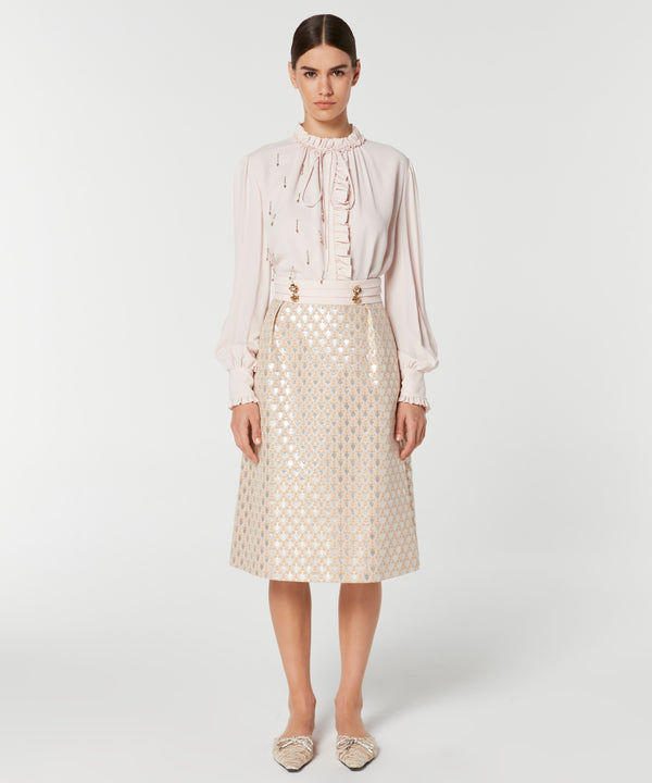 Machka Button Accessory Jacquard Skirt Powder