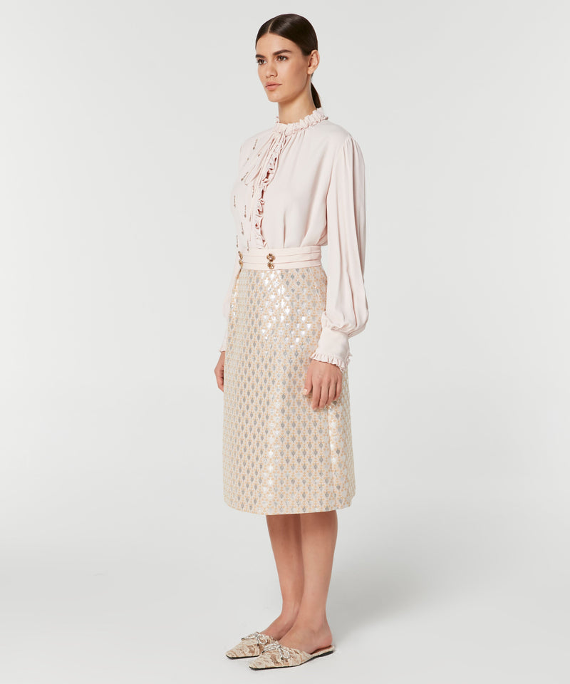 Machka Button Accessory Jacquard Skirt Powder