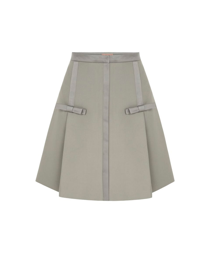 Machka Bow Detail Pleated Skirt Stone