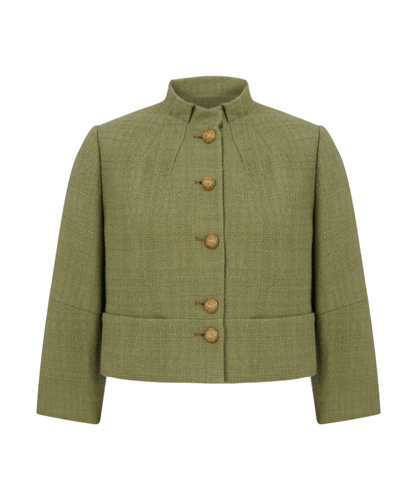 Machka Crop Tweed Jacket Khaki