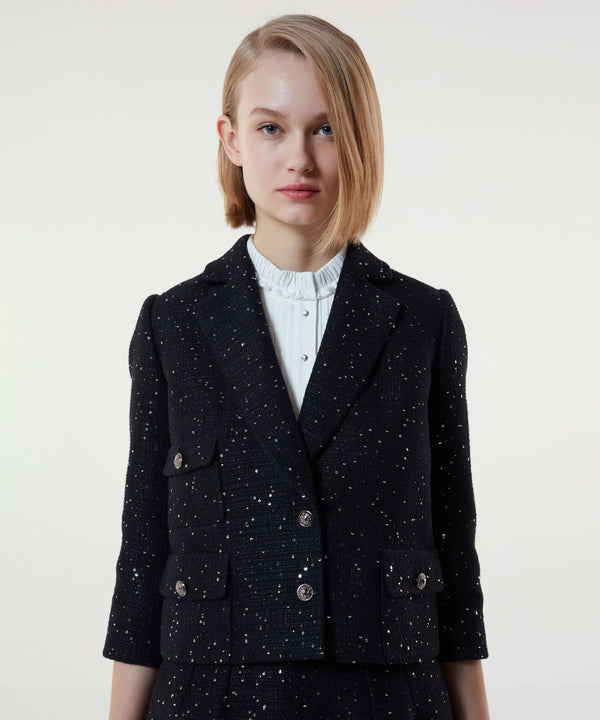 Machka Sequin Detail Short Blazer Black