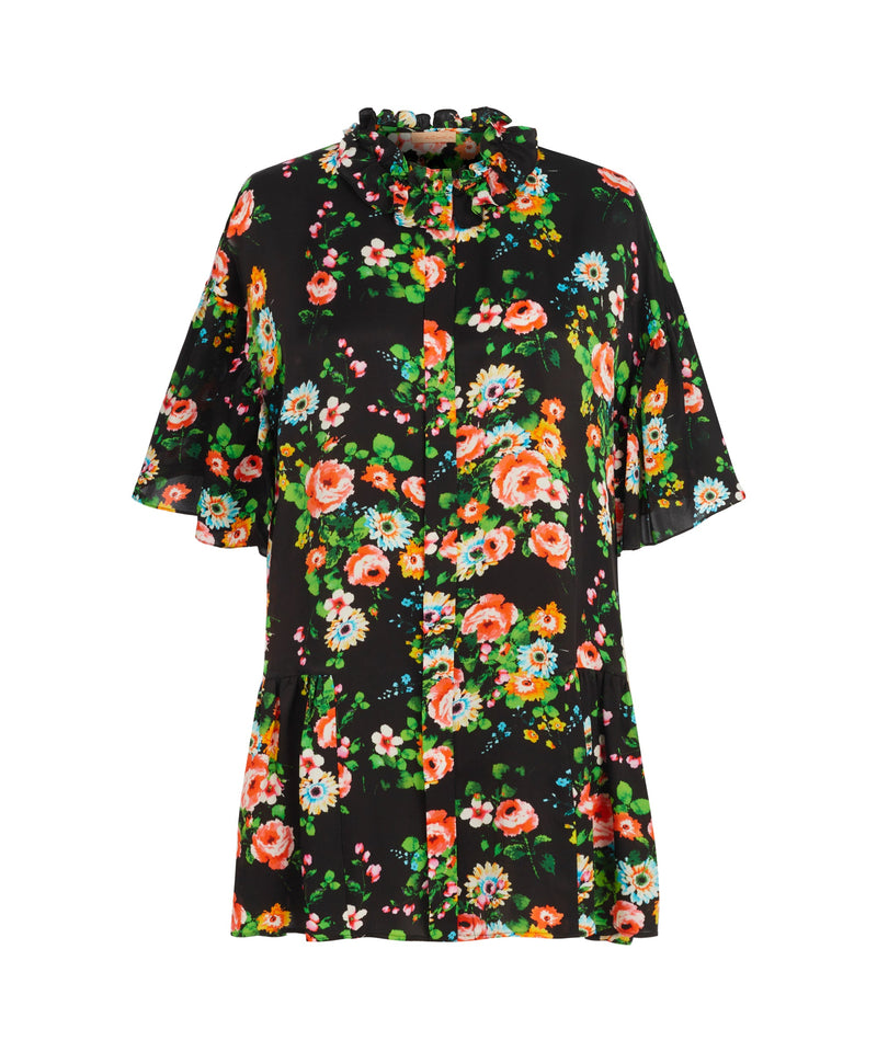 Machka Floral Tunic Blouse Black