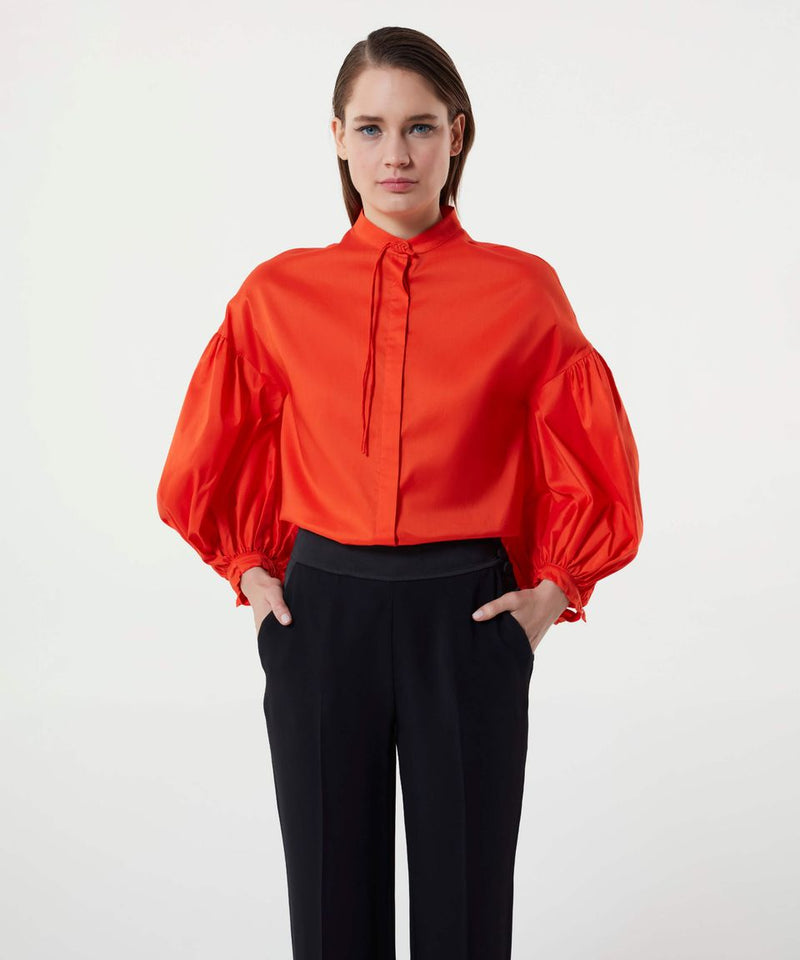 Machka Balloon Sleeve Poplin Shirt Orange