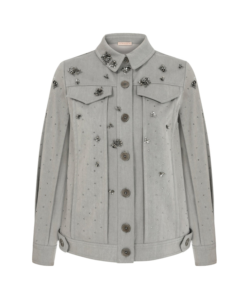 Machka Embellished Shirt Jacket Grey