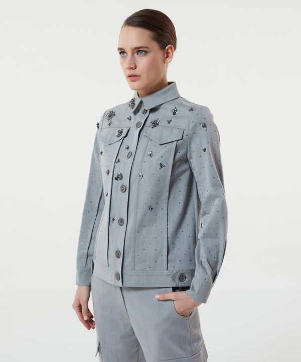 Machka Embellished Shirt Jacket Grey