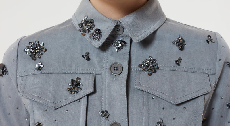 Machka Embellished Shirt Jacket Grey