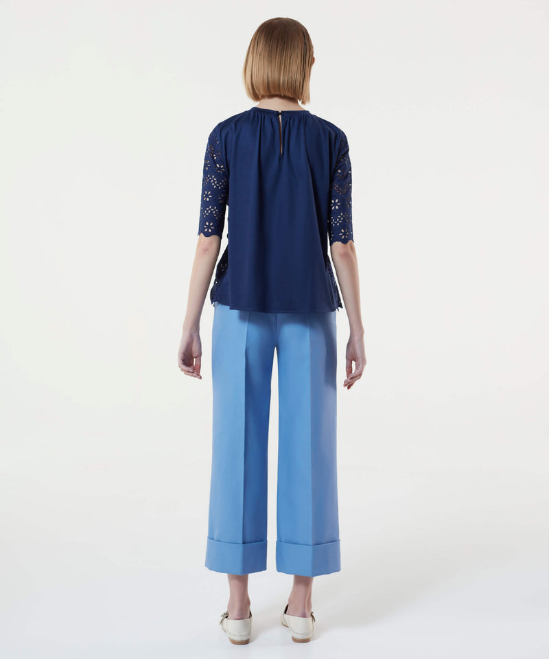 Machka Die-Cut Embroidered Top Indigo