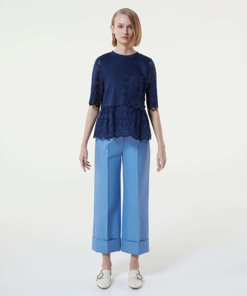 Machka Die-Cut Embroidered Top Indigo