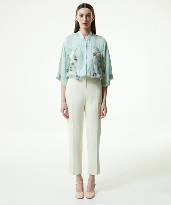 Machka Solid High Waist Trousers Off White