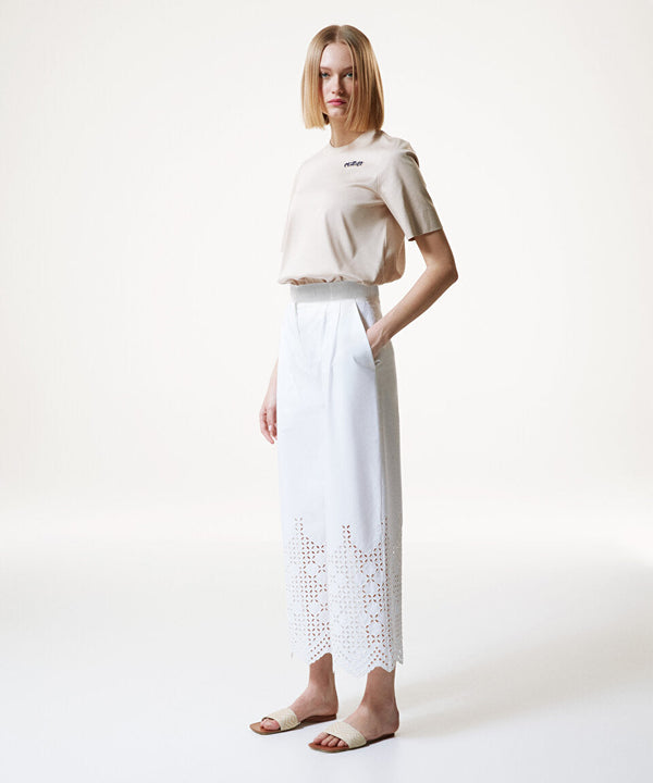 Machka Embroidered Relaxed Fit Trousers White