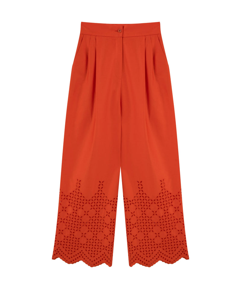 Machka Embroidered Poplin Trousers Pomegranate