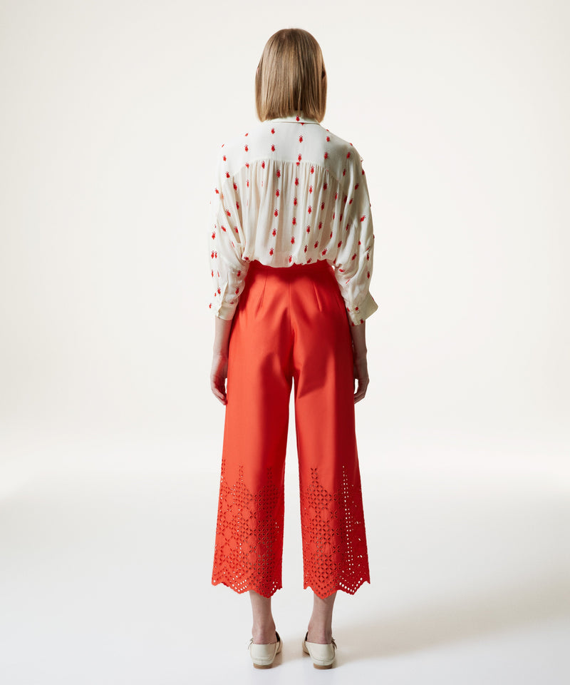 Machka Embroidered Poplin Trousers Pomegranate