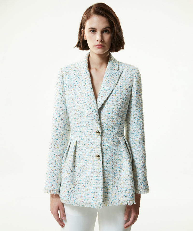 Machka Sequined Tweed Blazer Off White