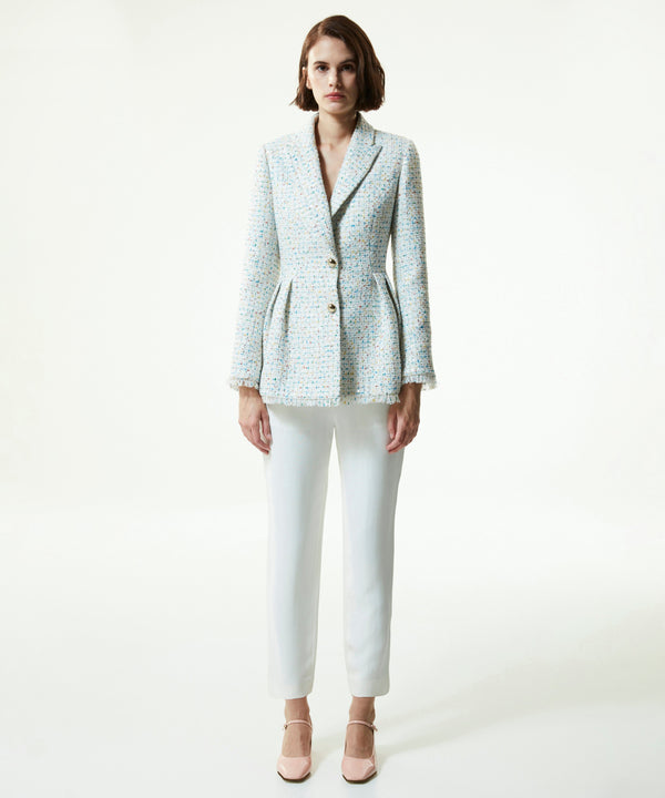 Machka Sequined Tweed Blazer Off White