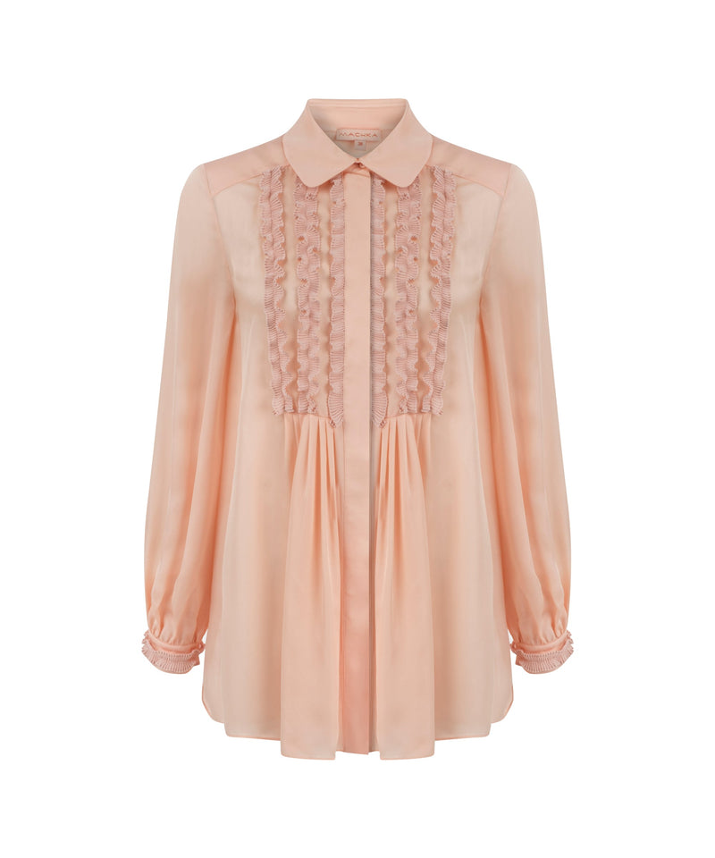 Machka Ruffled-Pleated Detail Blouse Powder