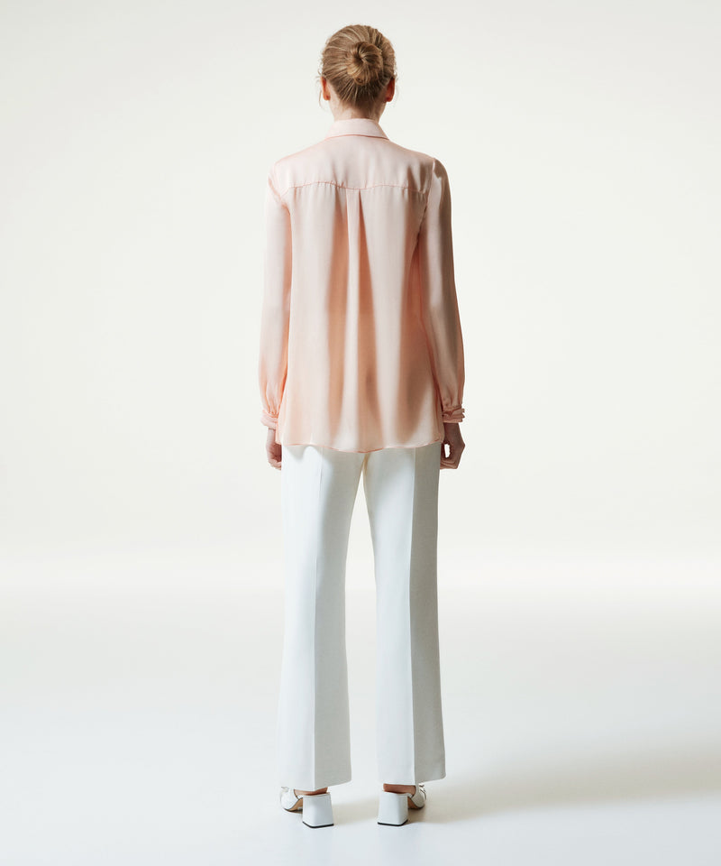 Machka Ruffled-Pleated Detail Blouse Powder