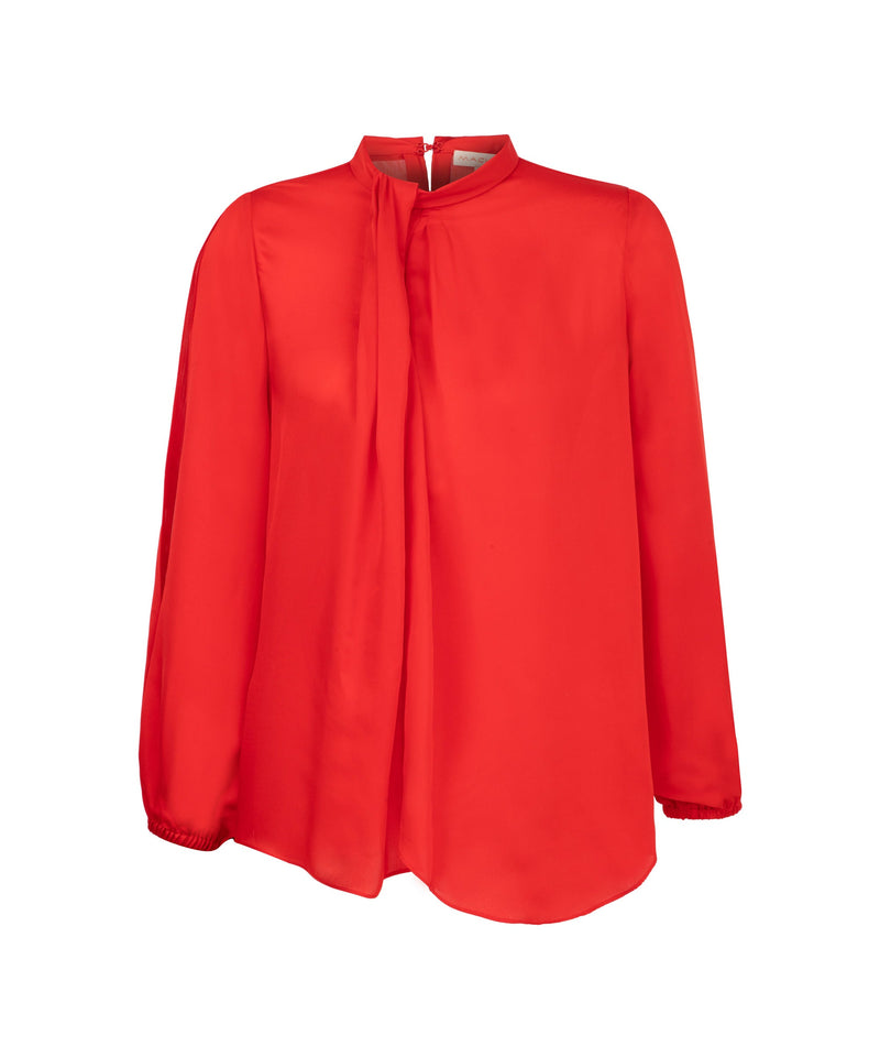 Machka Judge Collar Pleated Blouse Red