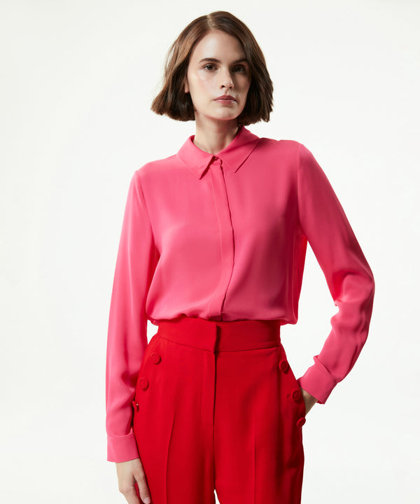 Machka Shirt Collar Silk Shirt Fuchsia