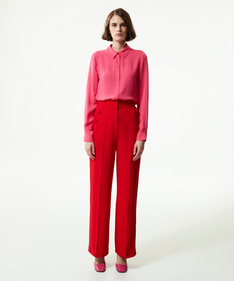 Machka Shirt Collar Silk Shirt Fuchsia