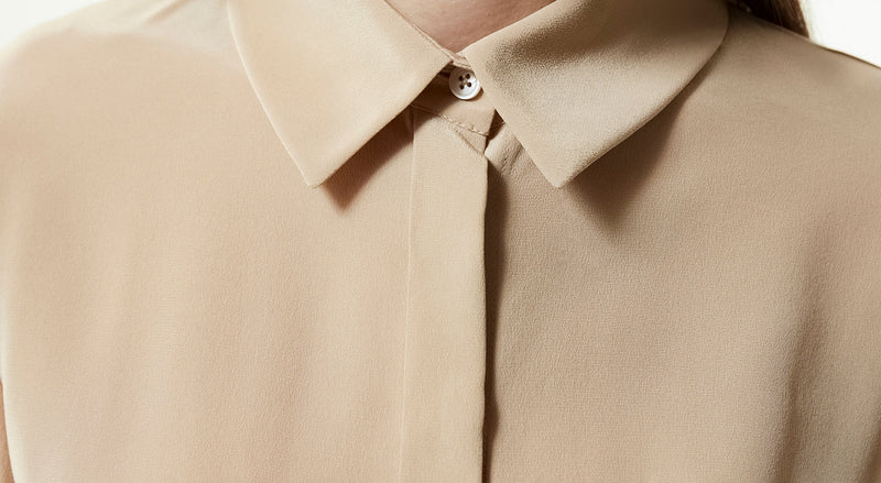 Machka Solid Basic Silk Shirt Camel