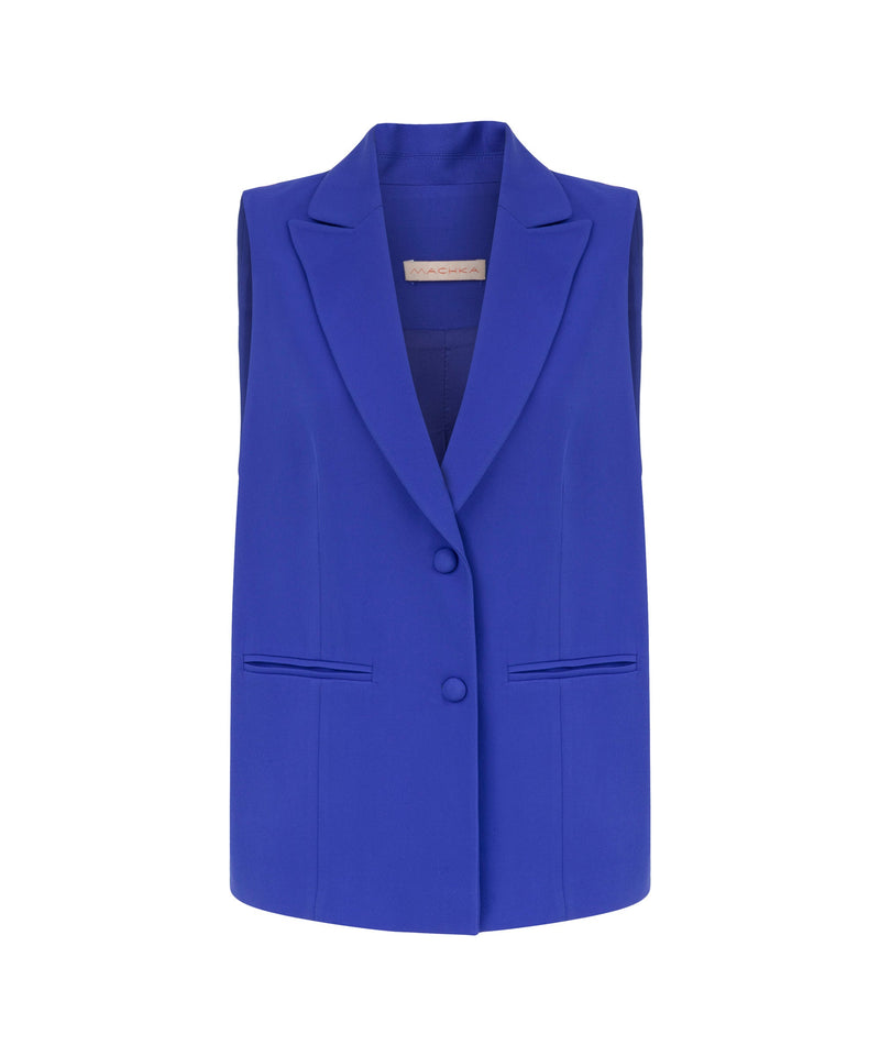 Machka Mono Collar Vest With Back Detail Blue