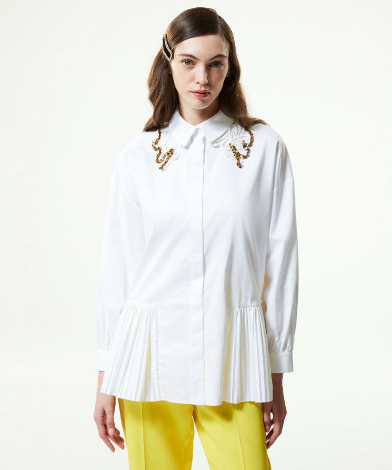 Machka Poplin Shirt With Detachable Lace Collar White