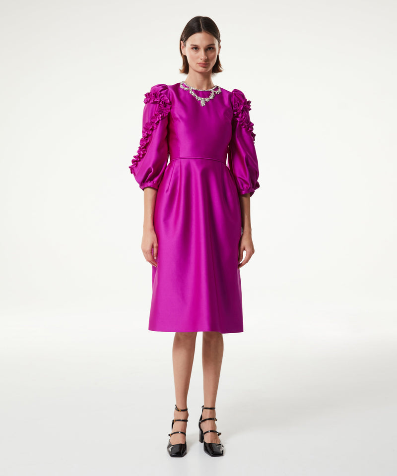 Machka Stone Embroidered Satin Duchess Dress Pink