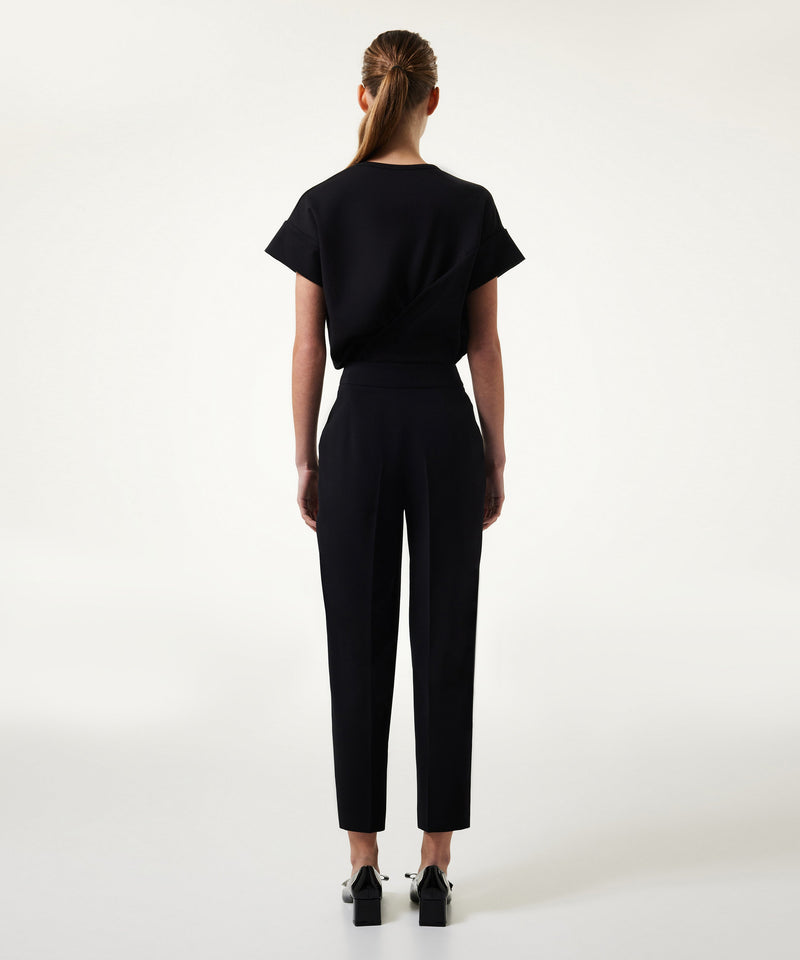 Machka Cigarette Fit Crepe Trousers Black