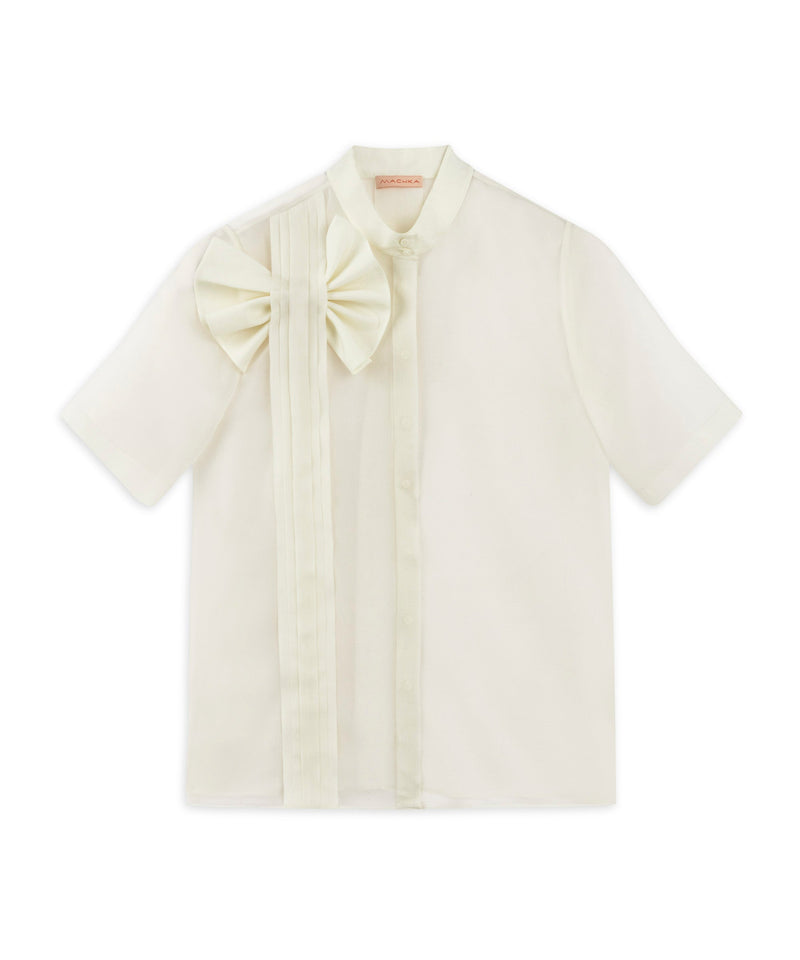 Machka Silk Shirt With Ribbon Off White