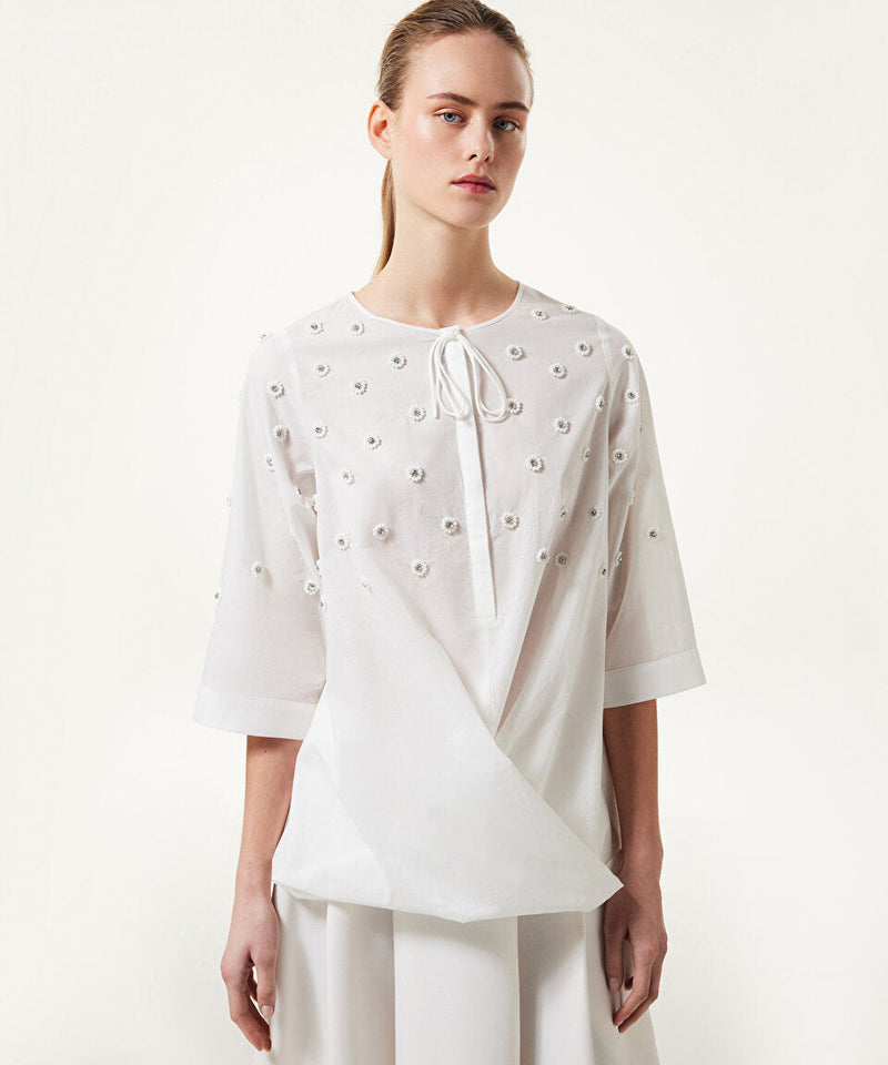 Machka Embroidered Poplin Blouse White