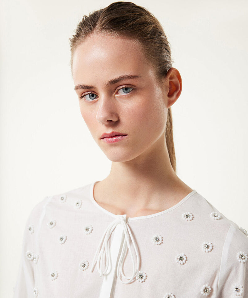 Machka Embroidered Poplin Blouse White