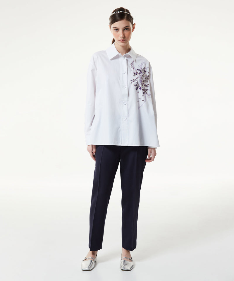 Machka Floral Embroidered Poplin Shirt White