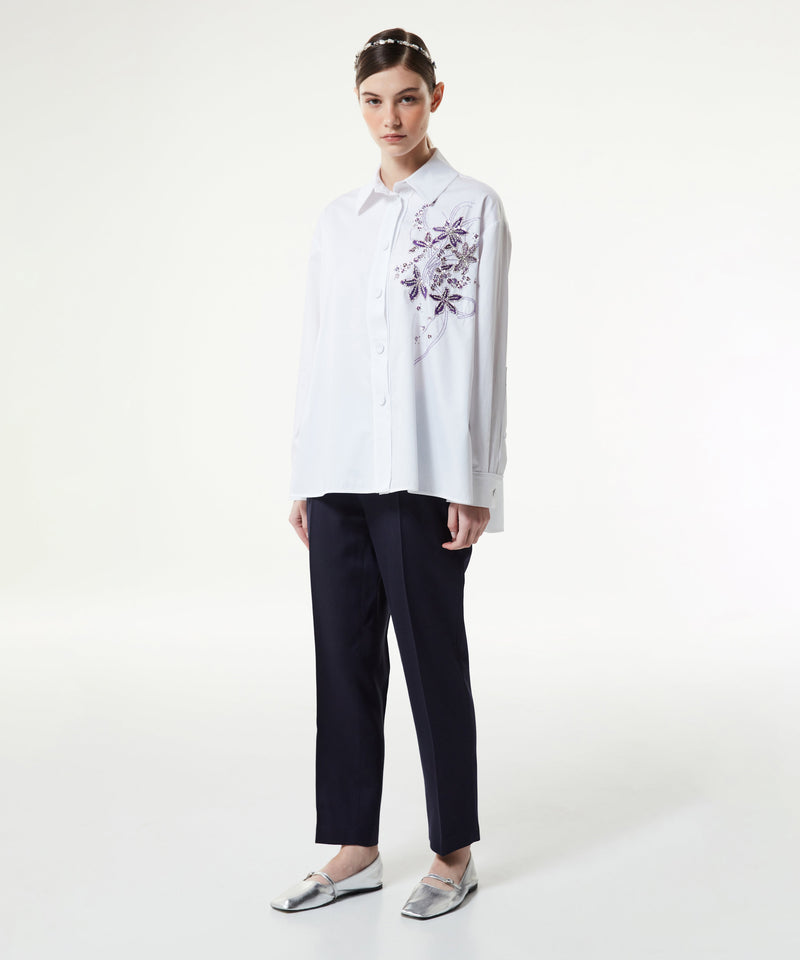 Machka Floral Embroidered Poplin Shirt White