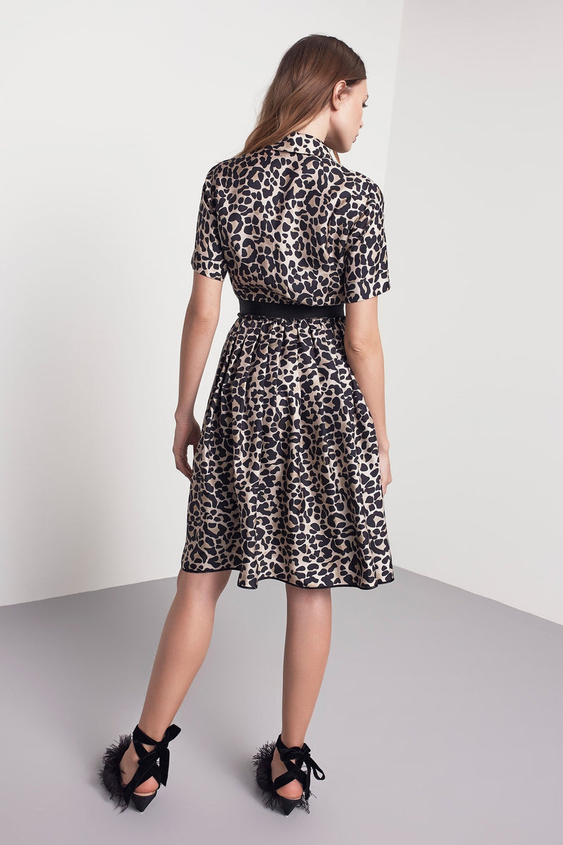 Machka Leopard Print Shirt Dress Multi Color