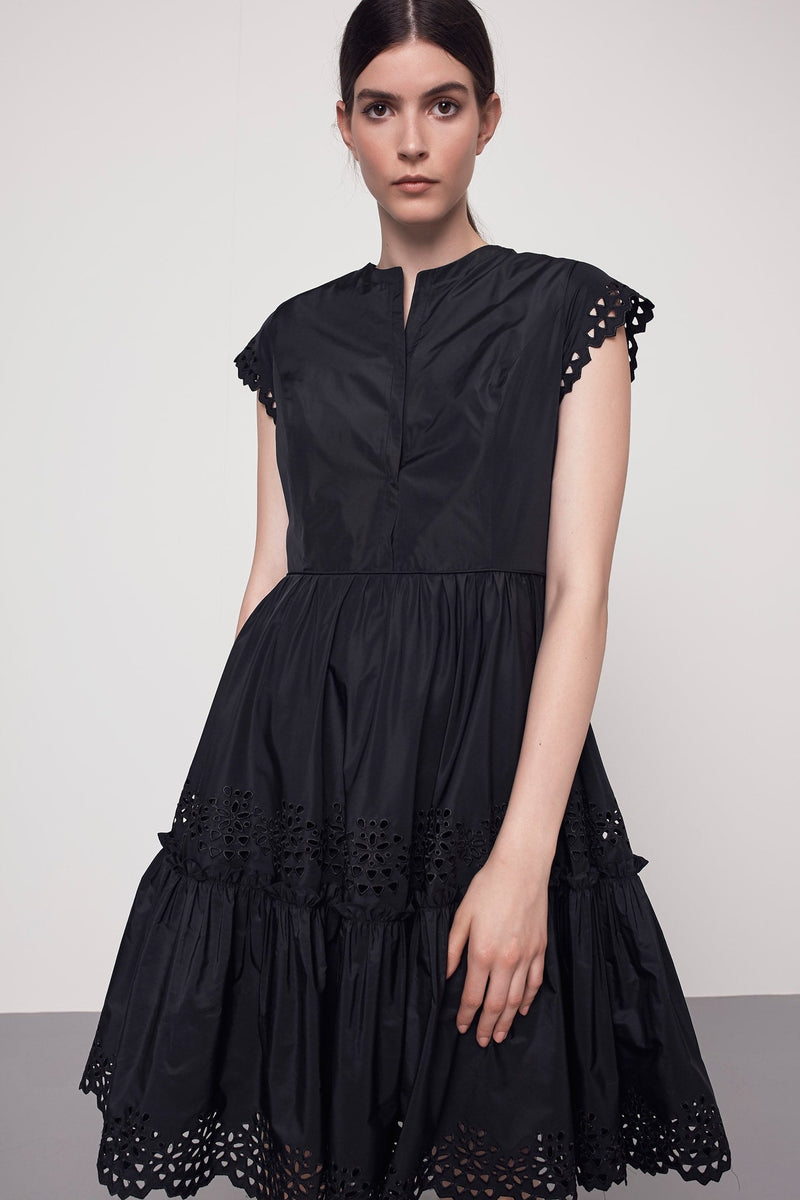 Machka Short Sleeve Die Cut Detail Dress Black