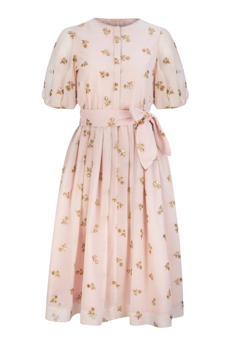 Machka Embellished Detail Belted Dress Pink