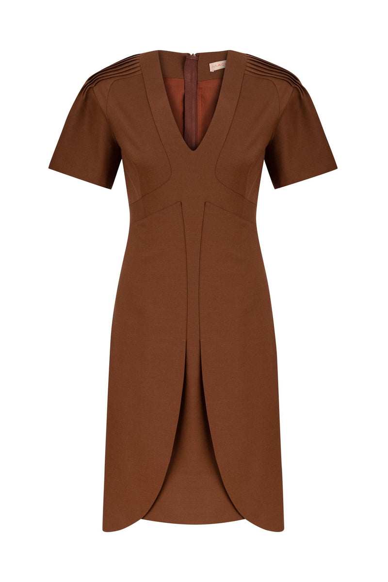 Machka Overlap Detail Sheath Dress Brick