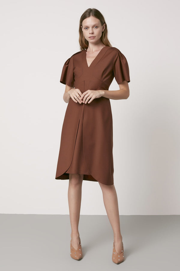 Machka Overlap Detail Sheath Dress Brick