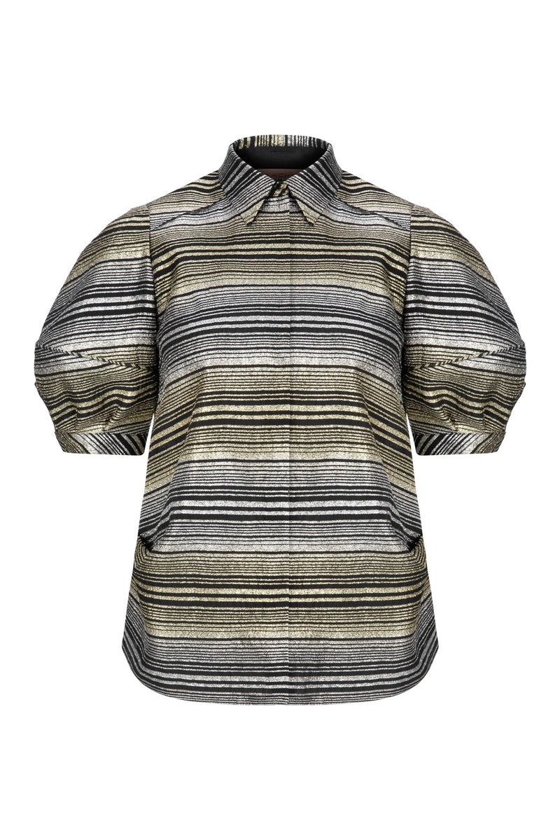 Machka Lurex Striped Detailed Shirt Gold