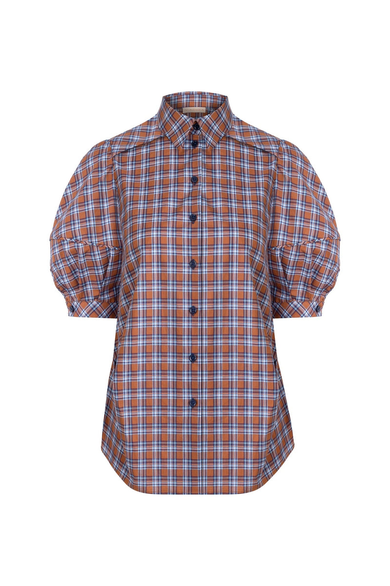 Machka Checkered Balloon Sleeve Shirt Multi Color