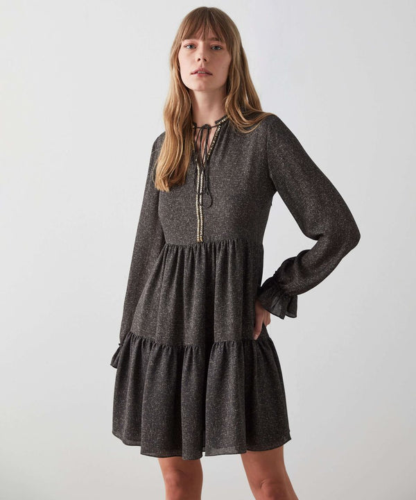 Machka Tweed Pattern Dress Brown