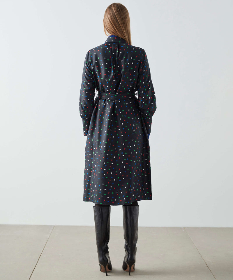 Machka Heart Print Shirt Dress Black