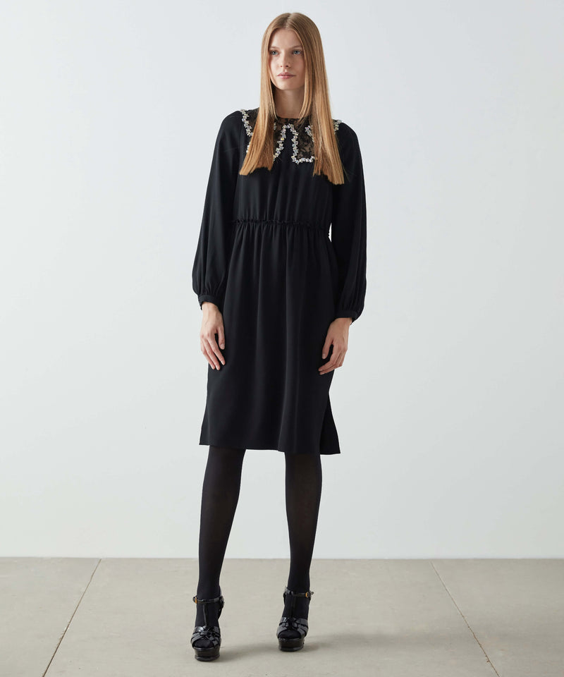 Machka Collar-Embellished Dress Black