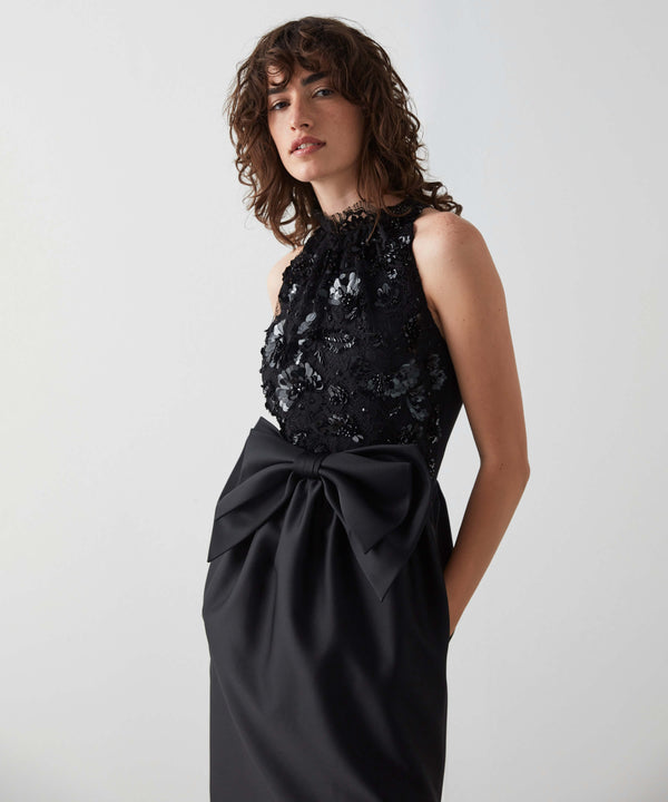 Machka Sequin-Embellished Halter Dress Black