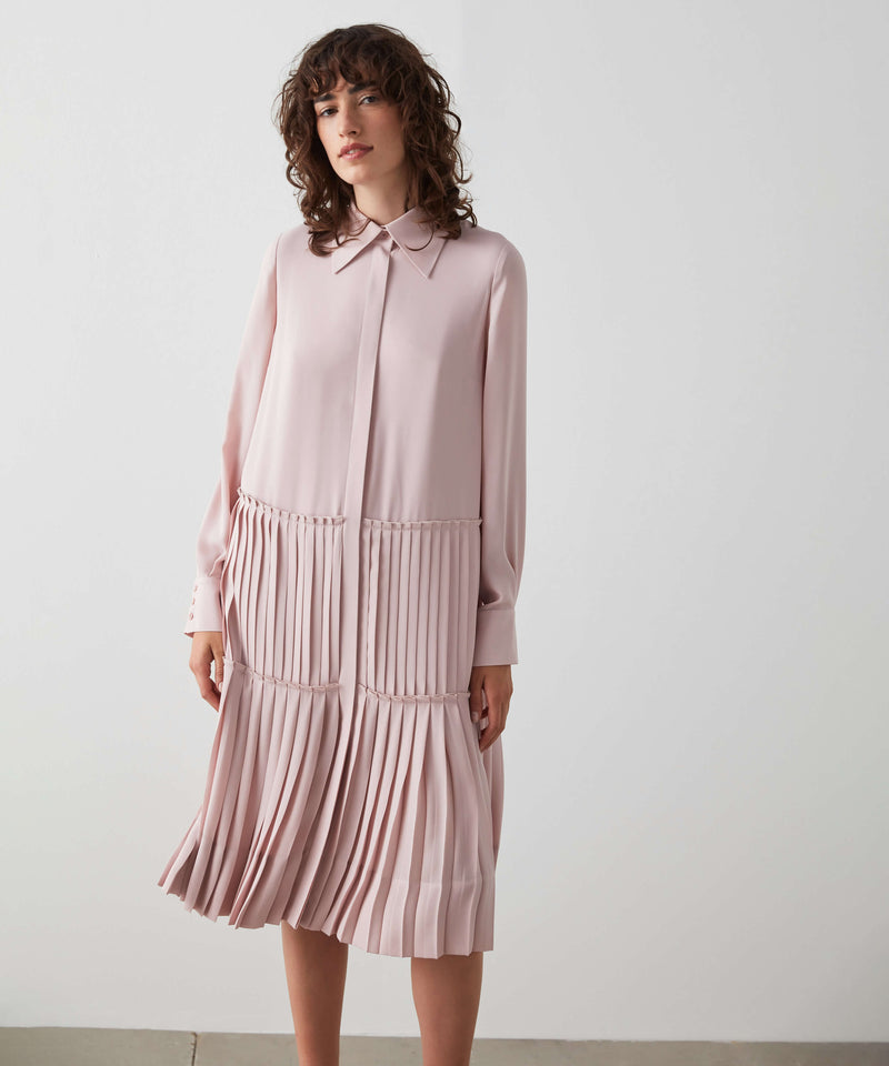 Machka Pleated Detail Shirt Dress Powder