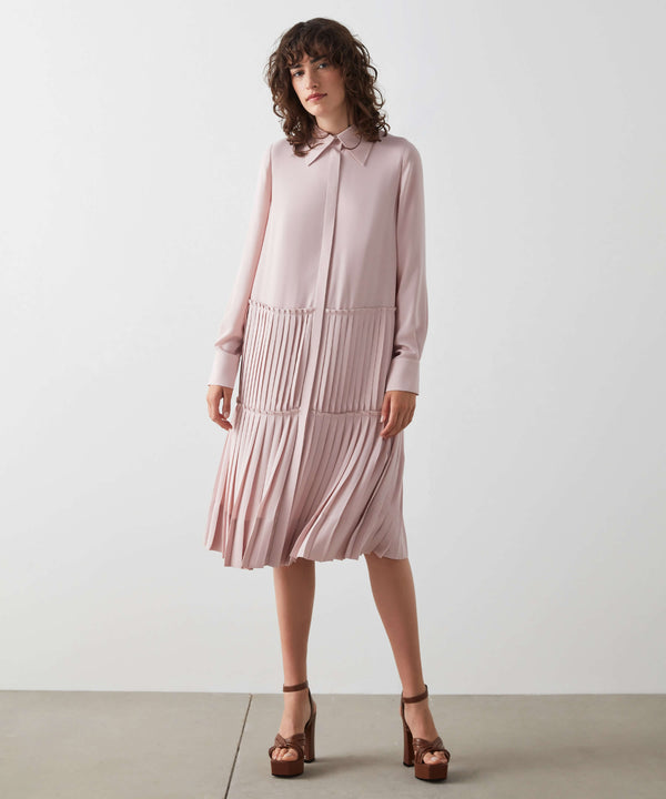 Machka Pleated Detail Shirt Dress Powder