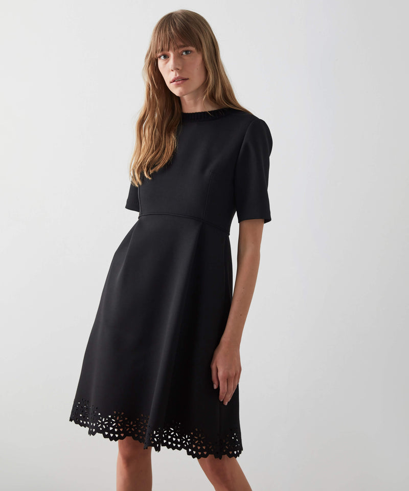 Machka Embroidery Detailed Flannel Dress Black