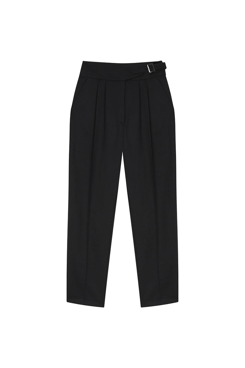 Machka Wool Belt Detail Trouser Black