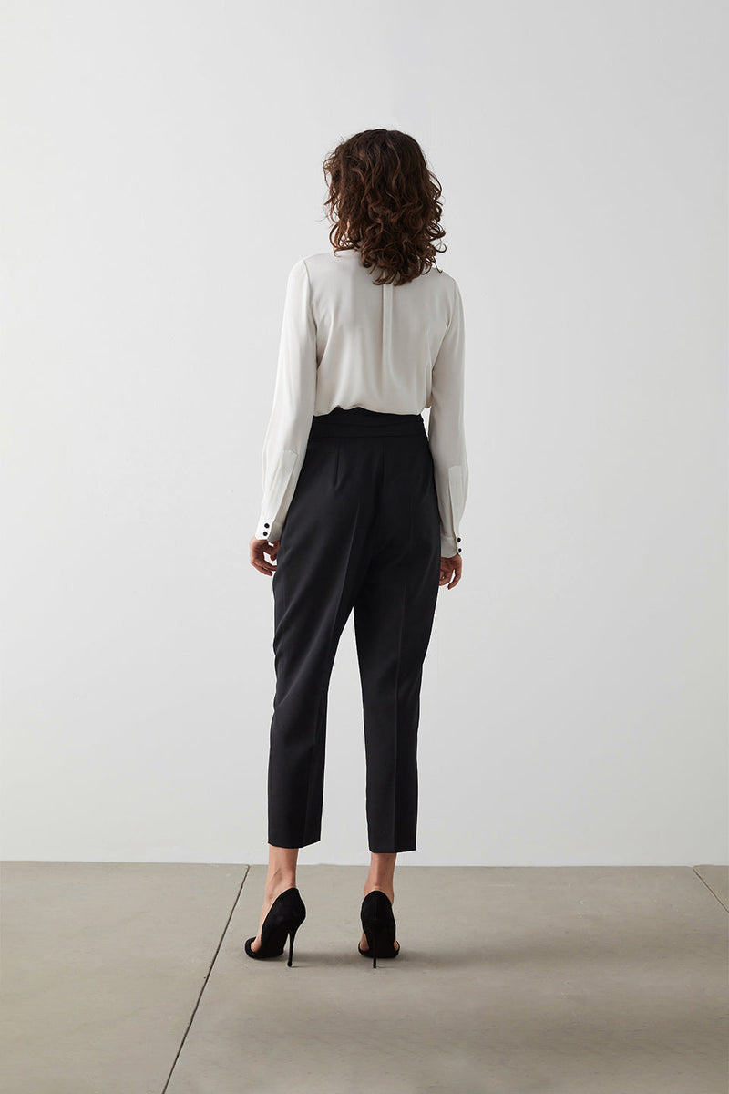 Machka Wool Belt Detail Trouser Black