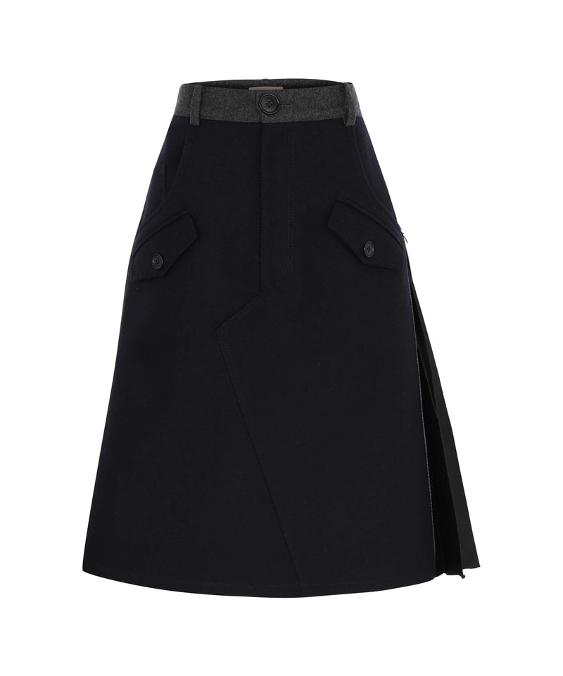 Machka Pleat Detailed Flannel Skirt Anthracite